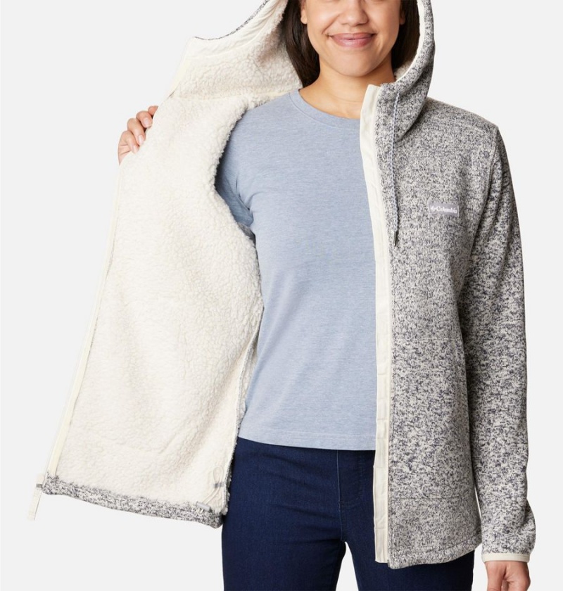 Grey Women's Columbia Sweater Weather Sherpa Full Zip Hooded Fleece Jacket | NRBLQ-2586