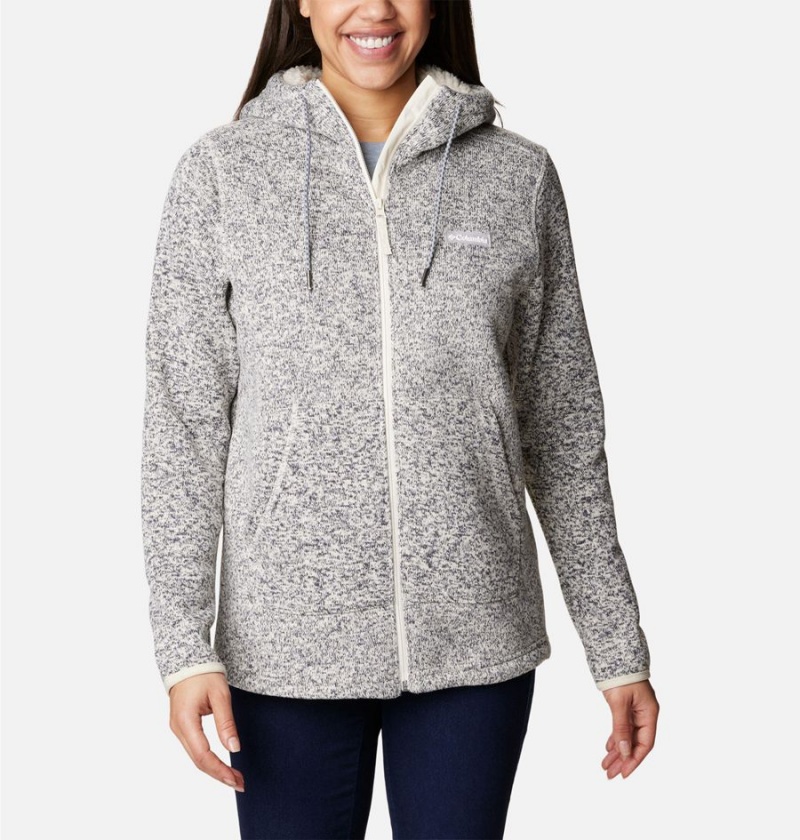 Grey Women\'s Columbia Sweater Weather Sherpa Full Zip Hooded Fleece Jacket | NRBLQ-2586