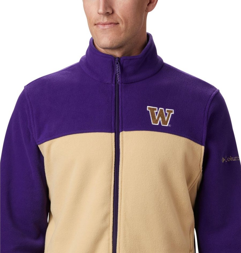 Khaki Men's Columbia Collegiate Flanker III - Washington Fleece Jacket | QYICF-1743