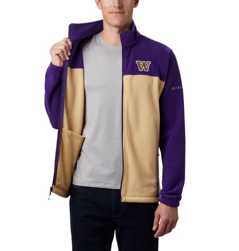 Khaki Men's Columbia Collegiate Flanker III - Washington Fleece Jacket | QYICF-1743