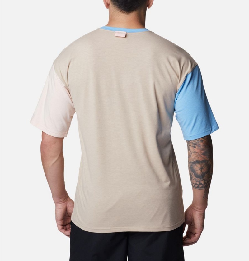 Khaki Men's Columbia Deschutes Valley T-Shirt | WUPTD-6107