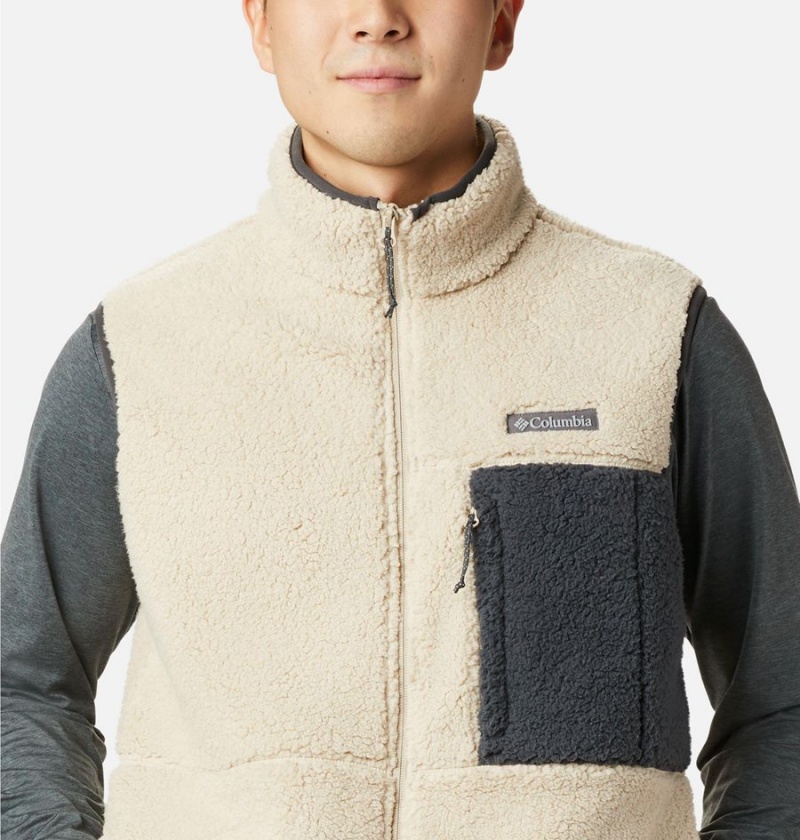 Khaki Men's Columbia Mountainside Sherpa Fleece Vest | ECNWP-3862