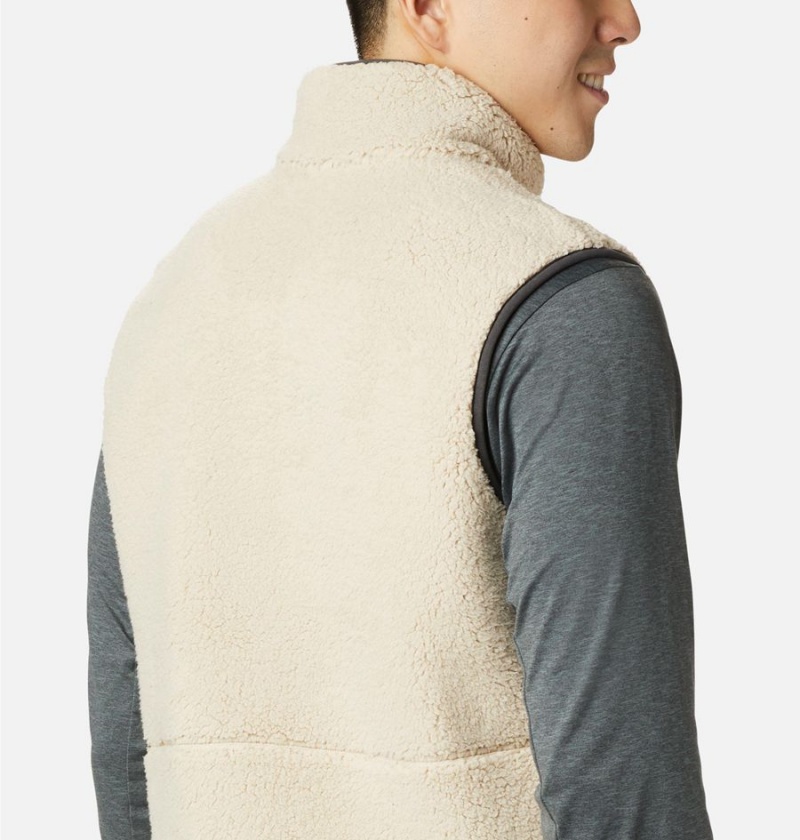 Khaki Men's Columbia Mountainside Sherpa Fleece Vest | ECNWP-3862