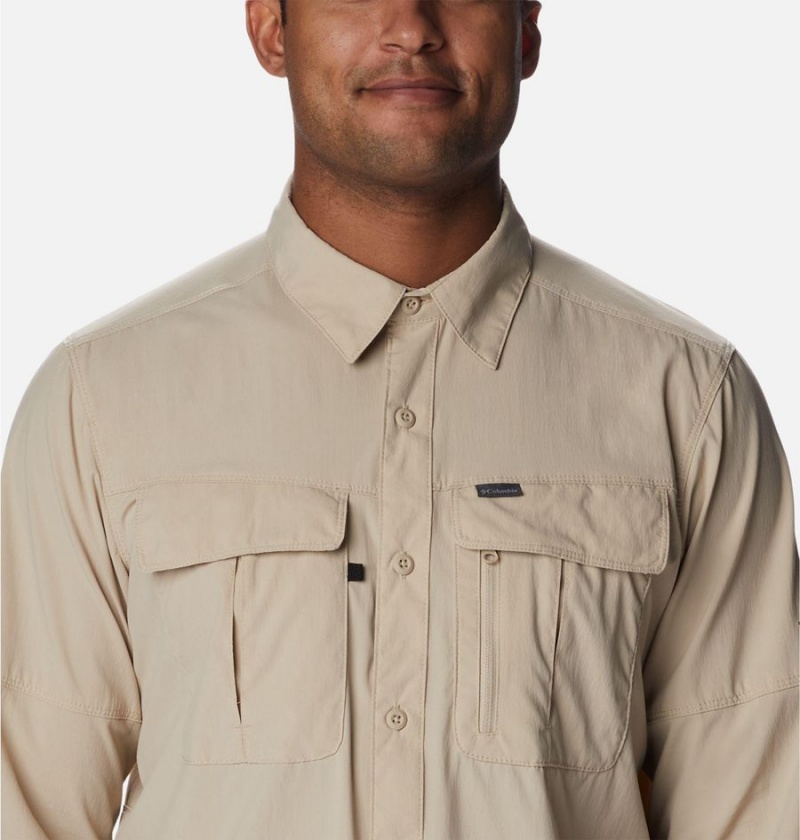 Khaki Men's Columbia Newton Ridge II Long Sleeve Shirt | CDNLQ-2983