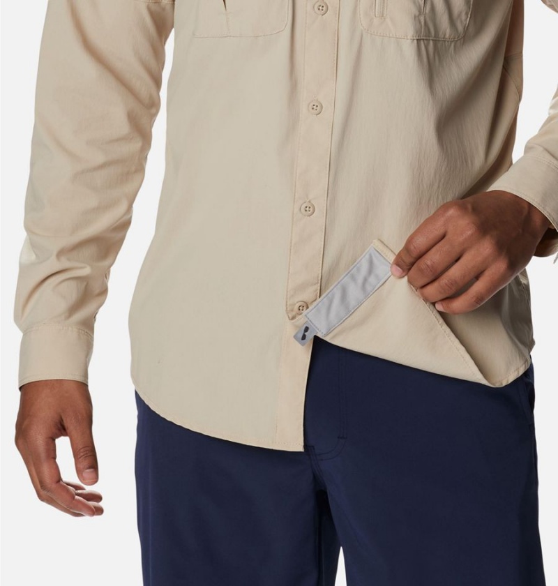 Khaki Men's Columbia Newton Ridge II Long Sleeve Shirt | CDNLQ-2983