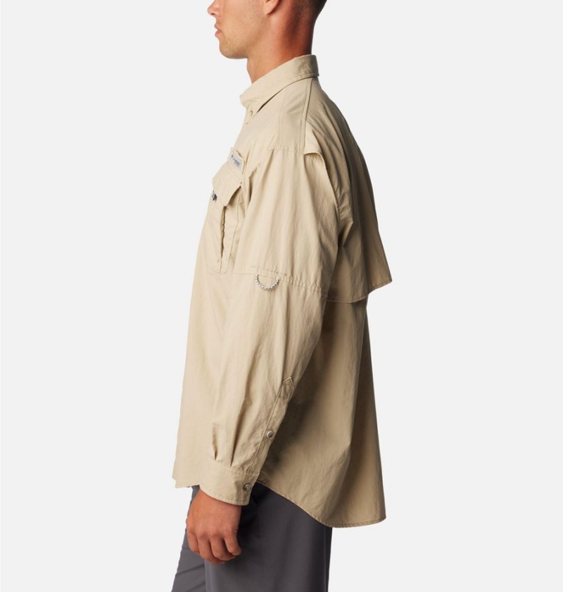 Khaki Men's Columbia PFG Bahama II Long Sleeve Shirt | ILYJW-6079