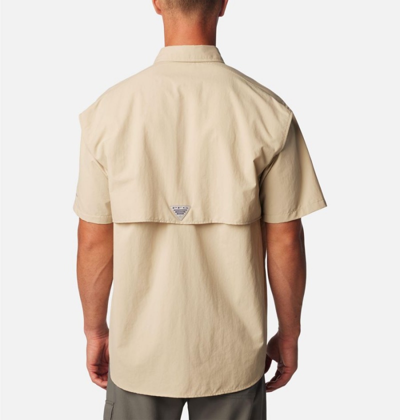 Khaki Men's Columbia PFG Bahama II Short Sleeve Shirt | GAMZQ-9423