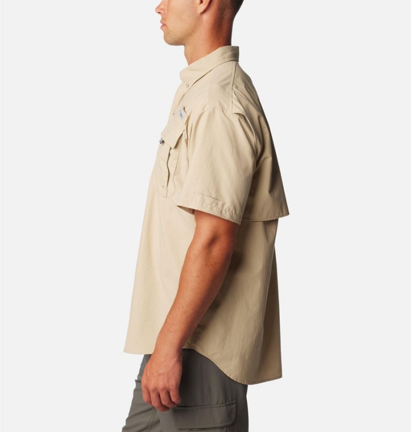 Khaki Men's Columbia PFG Bahama II Short Sleeve Shirt | GAMZQ-9423