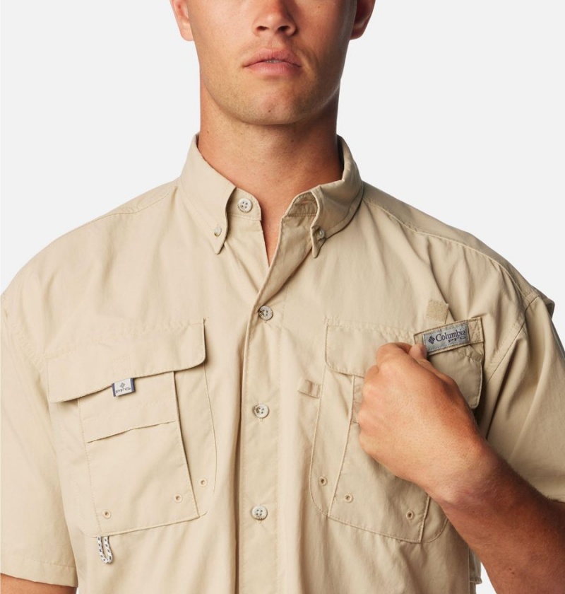 Khaki Men's Columbia PFG Bahama II Short Sleeve Shirt | GAMZQ-9423