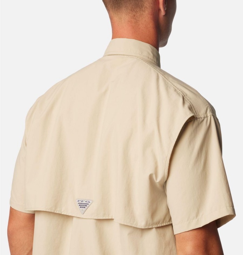 Khaki Men's Columbia PFG Bahama II Short Sleeve Shirt | GAMZQ-9423