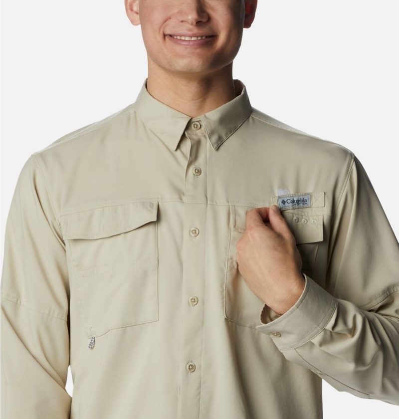 Khaki Men's Columbia PFG Blood and Guts IV Woven Long Sleeve Shirt | YDAUJ-3871