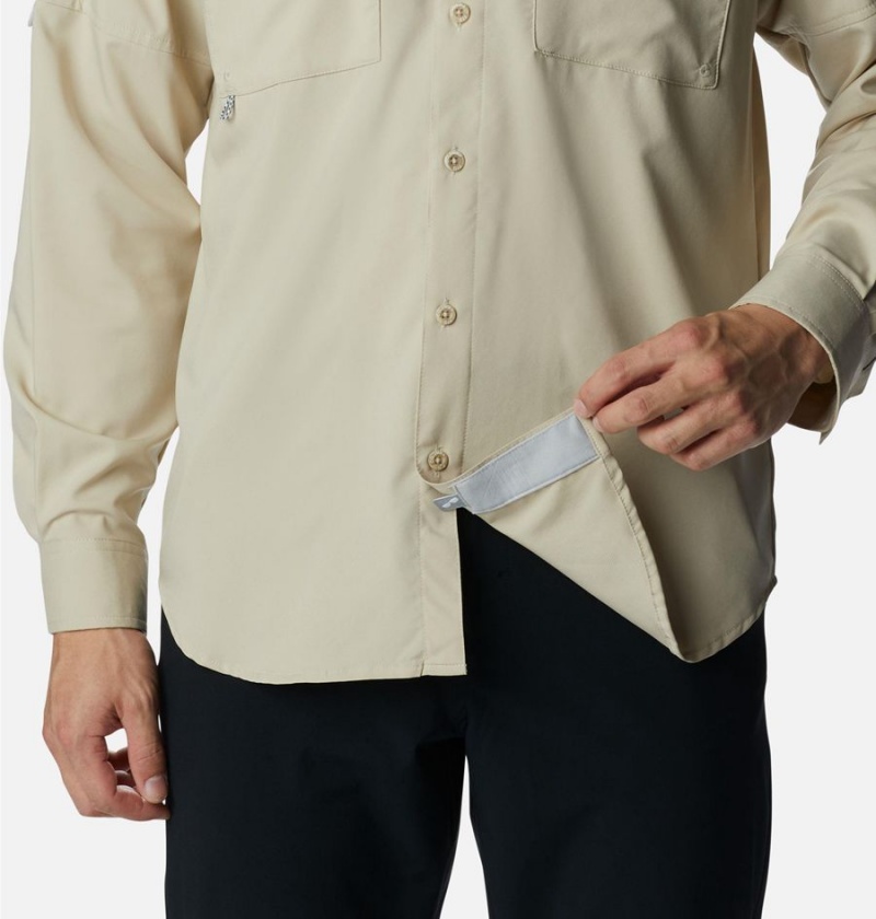 Khaki Men's Columbia PFG Blood and Guts IV Woven Long Sleeve Shirt | YDAUJ-3871