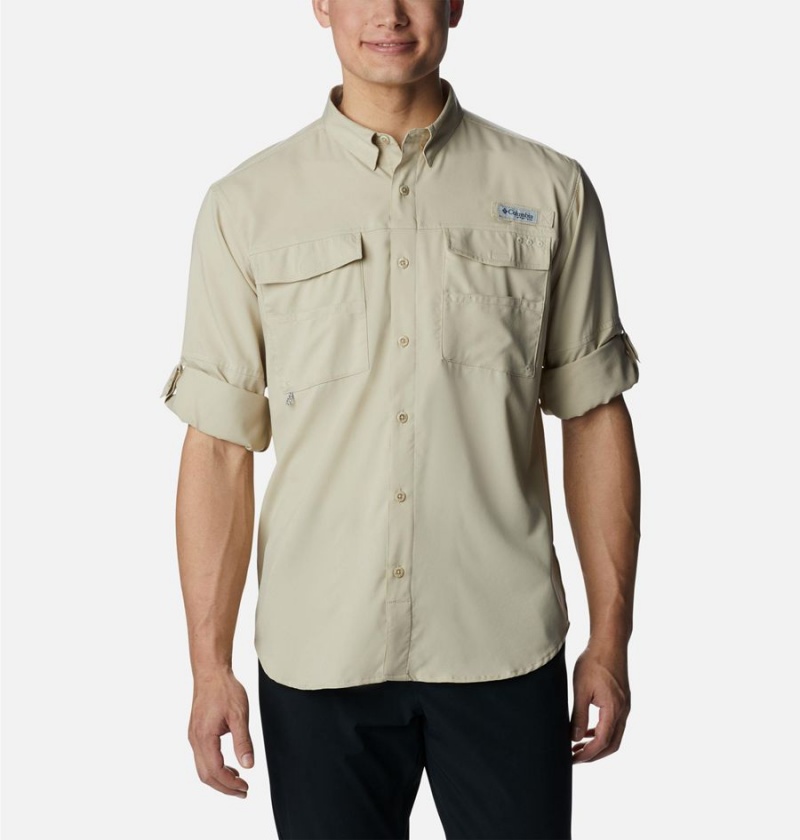 Khaki Men's Columbia PFG Blood and Guts IV Woven Long Sleeve Shirt | YDAUJ-3871