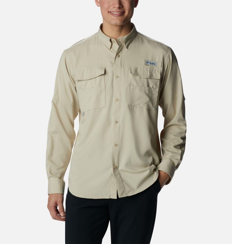 Khaki Men\'s Columbia PFG Blood and Guts IV Woven Long Sleeve Shirt | YDAUJ-3871