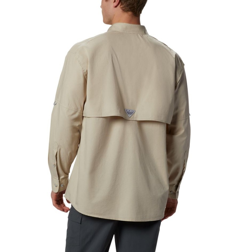 Khaki Men's Columbia PFG Bonehead Long Sleeve Shirt | SXIYH-3526