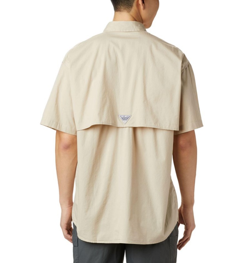 Khaki Men's Columbia PFG Bonehead Short Sleeve Shirt | KFCZE-5817