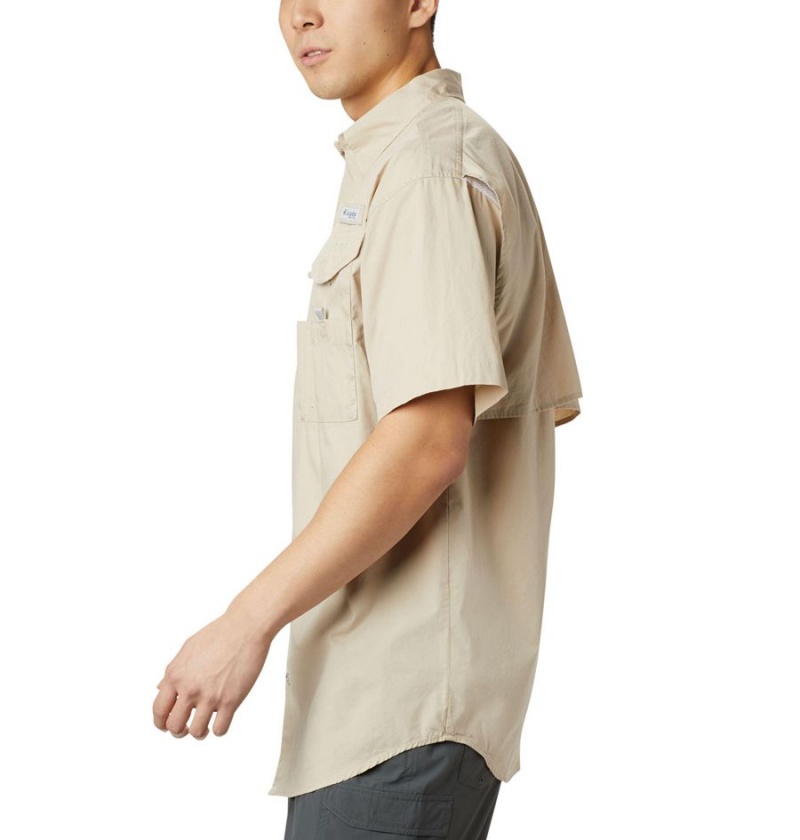 Khaki Men's Columbia PFG Bonehead Short Sleeve Shirt | KFCZE-5817