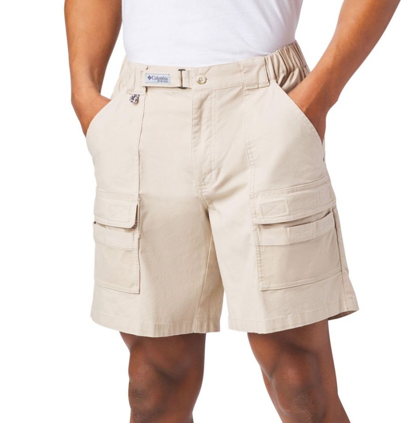 Khaki Men's Columbia PFG Half Moon III Shorts | LHEFK-3716