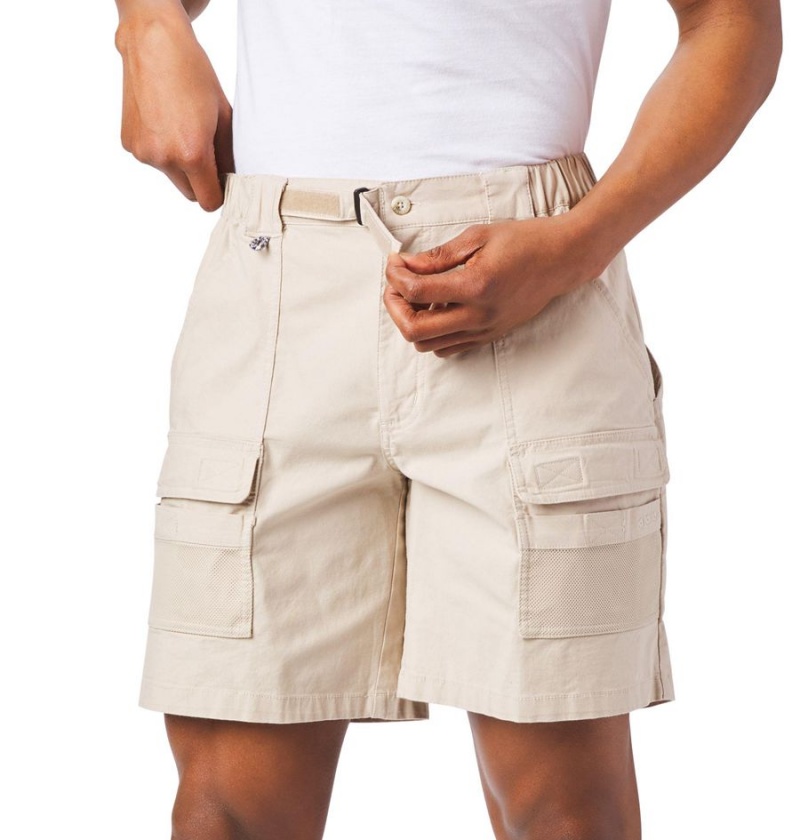 Khaki Men's Columbia PFG Half Moon III Shorts | LHEFK-3716