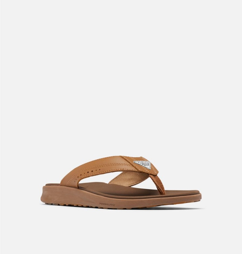 Khaki Men's Columbia PFG Rostra Beachcomber LE Flip Flop Sandals | UDQZW-1542