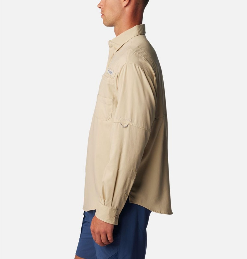 Khaki Men's Columbia PFG Tamiami II Long Sleeve Shirt | KWCHE-4709