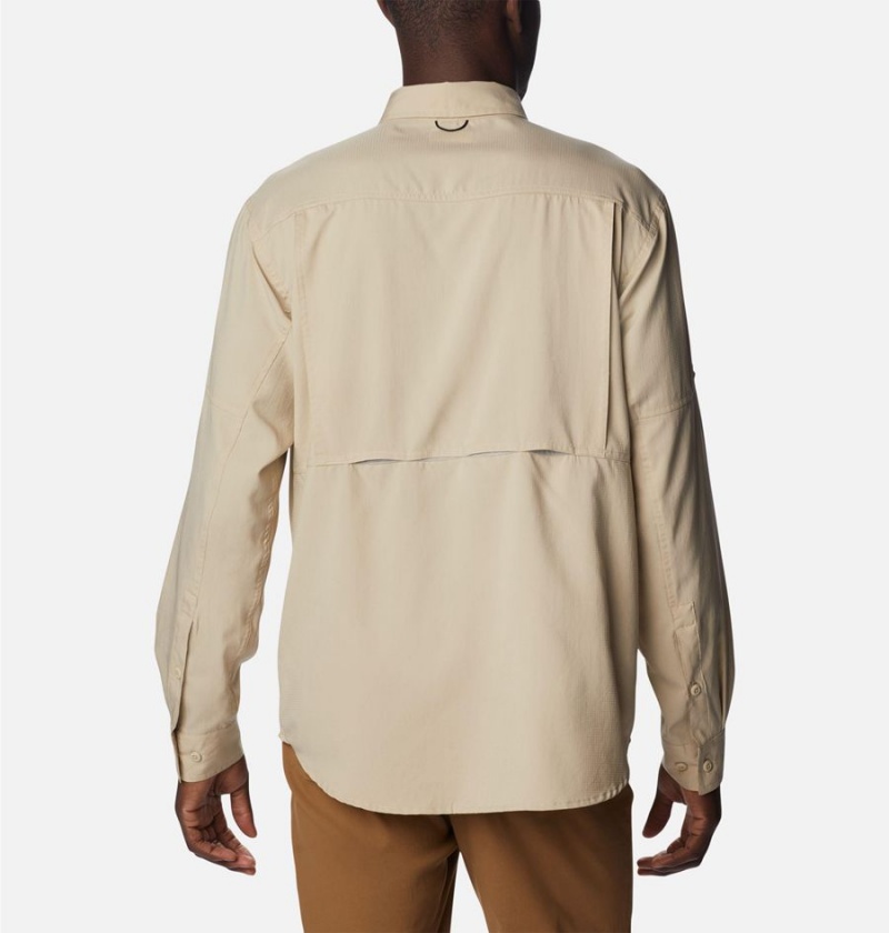 Khaki Men's Columbia Silver Ridge Utility Lite Long Sleeve Shirt | TBUMY-3198