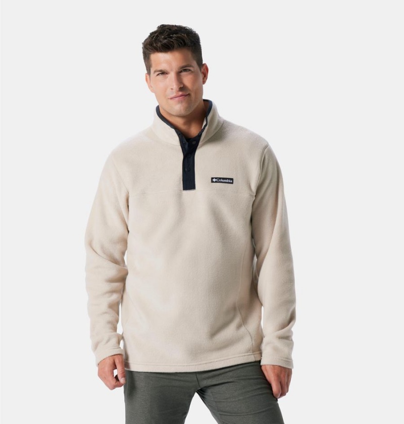 Khaki Men\'s Columbia Steens Mountain Half Snap Fleece Pullover | XZBSY-8697