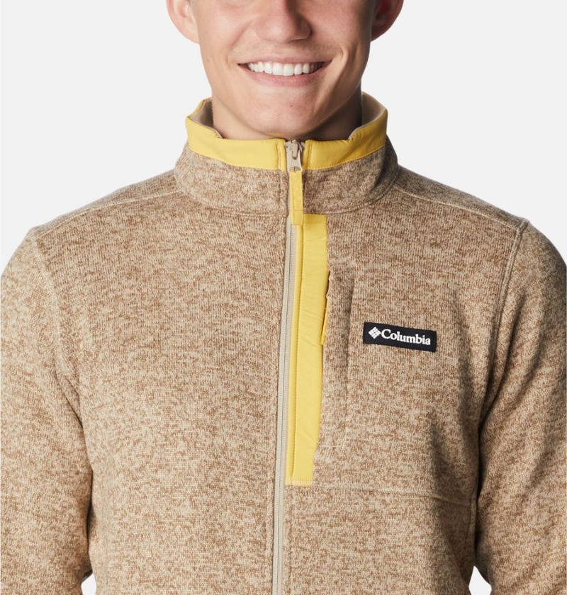 Khaki Men's Columbia Sweater Weather Full Zip Fleece Jacket | CUSTO-8275