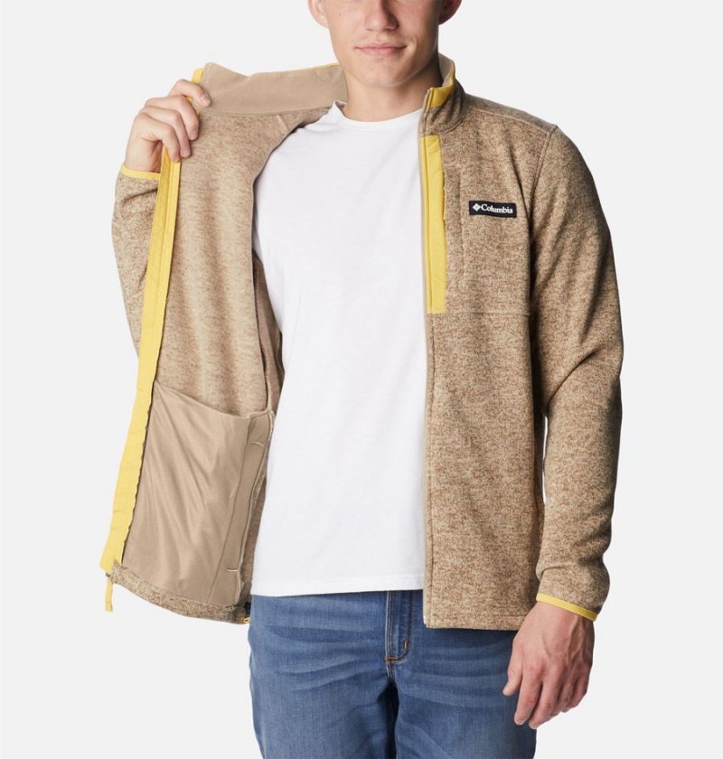 Khaki Men's Columbia Sweater Weather Full Zip Fleece Jacket | CUSTO-8275