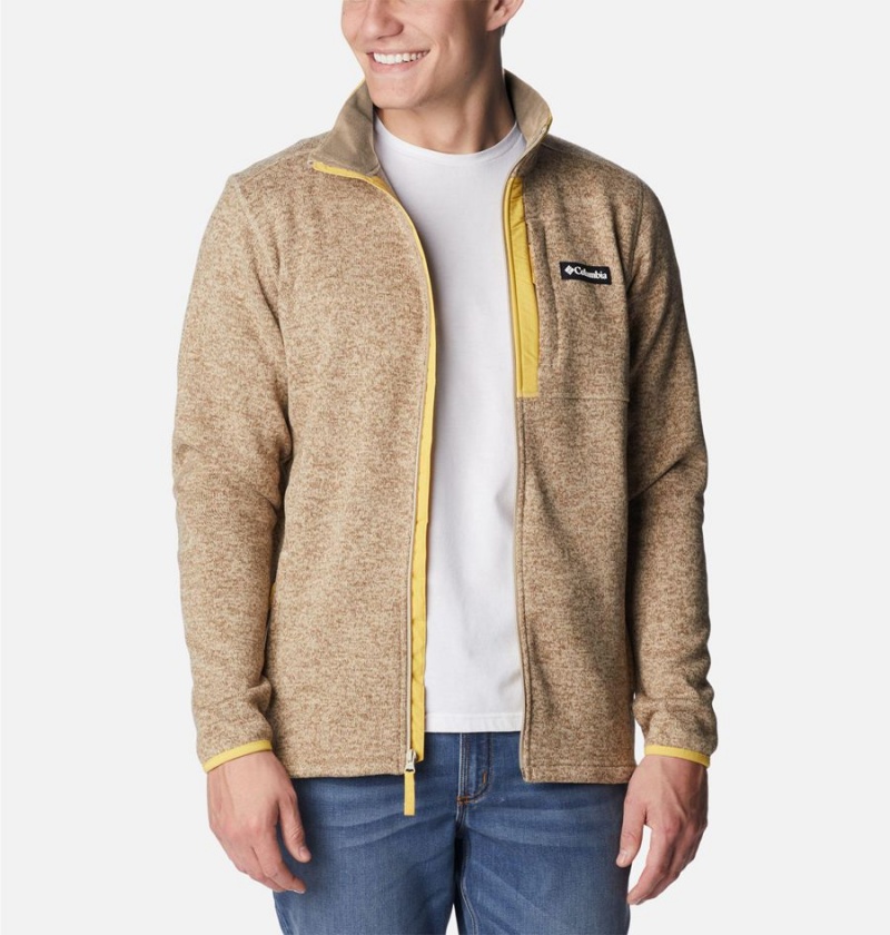 Khaki Men's Columbia Sweater Weather Full Zip Fleece Jacket | CUSTO-8275