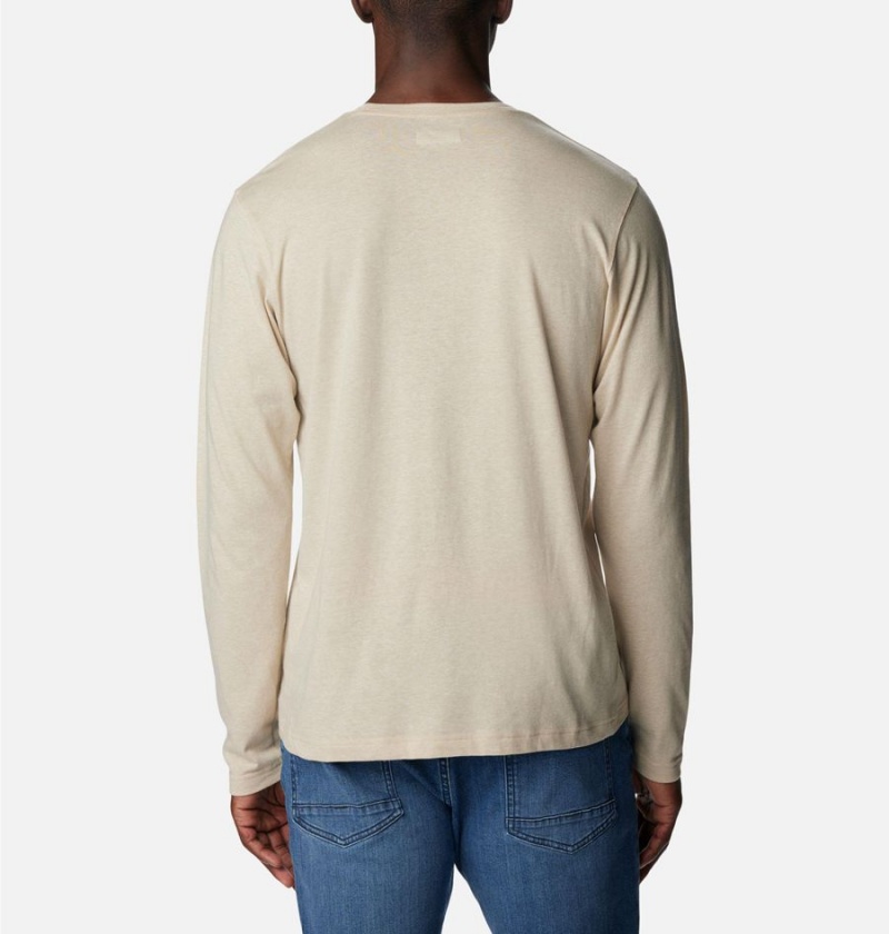 Khaki Men's Columbia Thistletown Hills Long Sleeve Crew T-Shirt | MRCTJ-3459