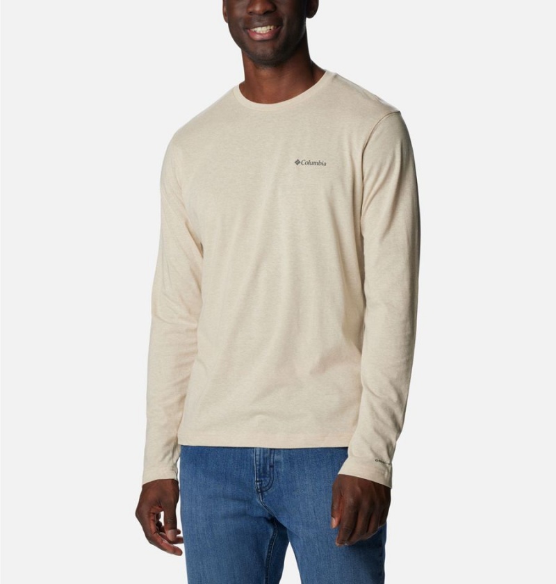 Khaki Men's Columbia Thistletown Hills Long Sleeve Crew T-Shirt | MRCTJ-3459