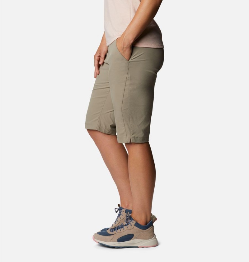 Khaki Women's Columbia Anytime Outdoor Long Shorts | SMWOR-9812