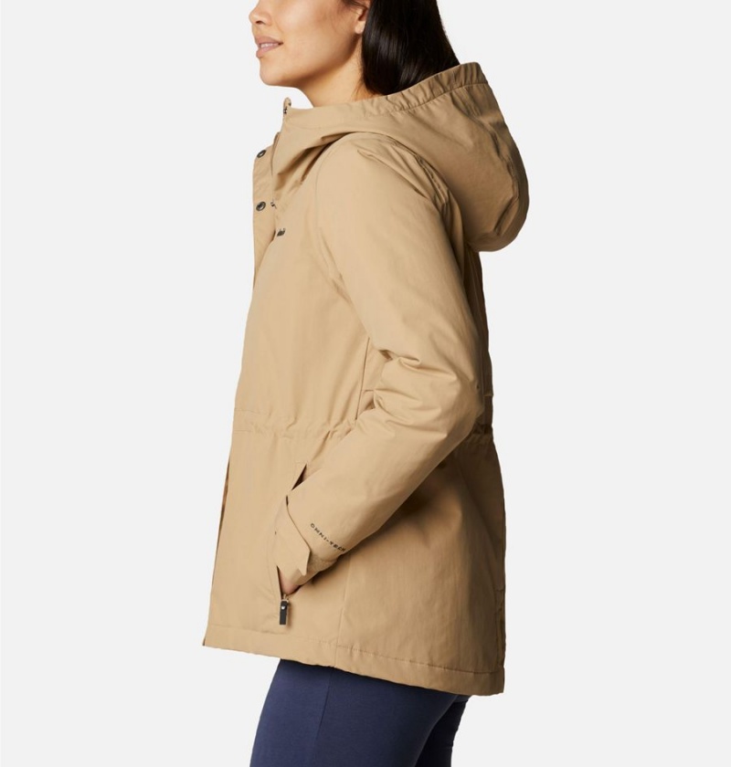 Khaki Women's Columbia Hadley Trail Rain Jacket | EFLGA-6238