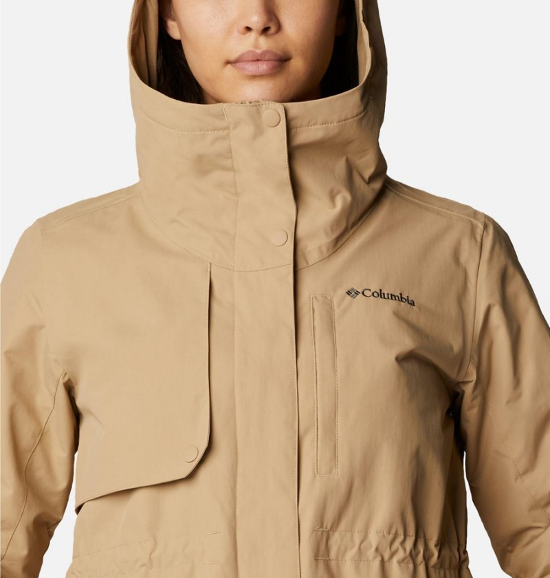 Khaki Women's Columbia Hadley Trail Rain Jacket | EFLGA-6238