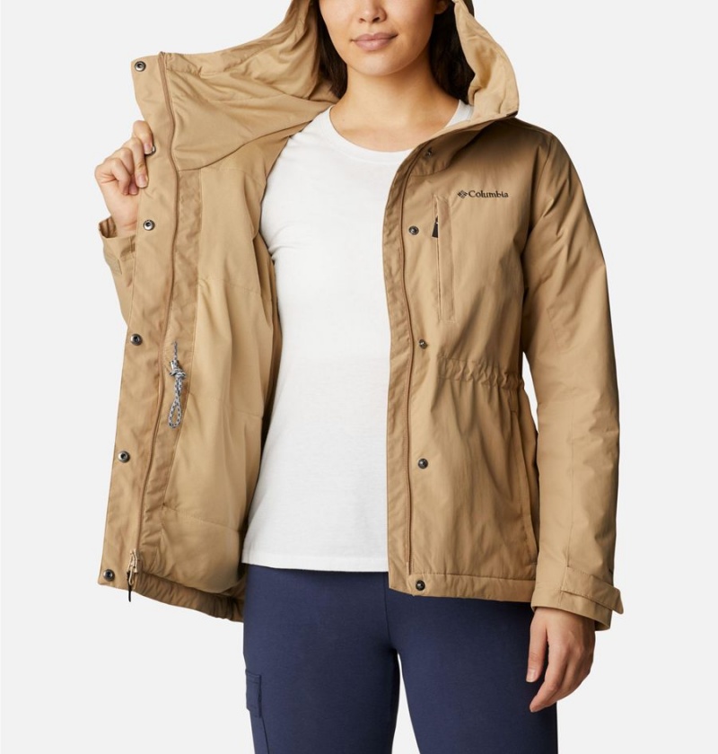 Khaki Women's Columbia Hadley Trail Rain Jacket | EFLGA-6238