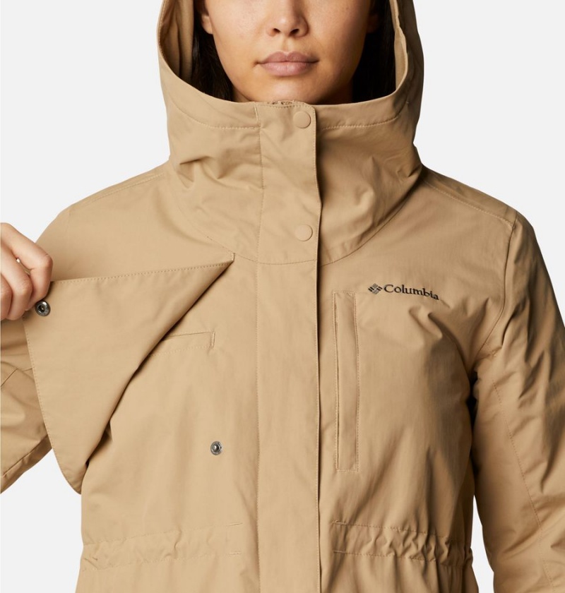 Khaki Women's Columbia Hadley Trail Rain Jacket | EFLGA-6238