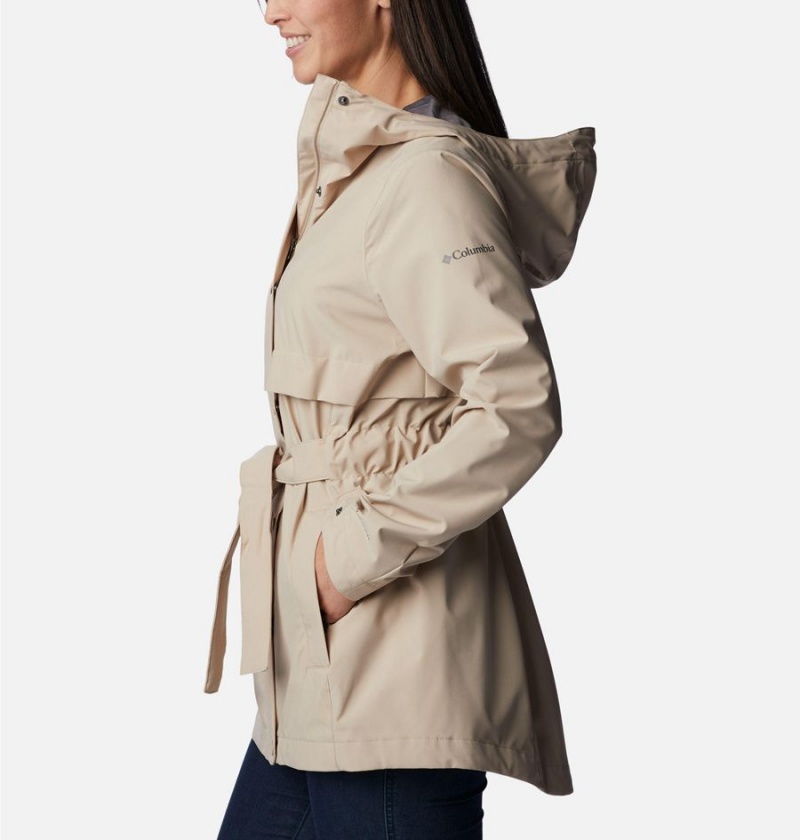 Khaki Women's Columbia Long Valley Trench II Rain Jacket | UPJGC-6389