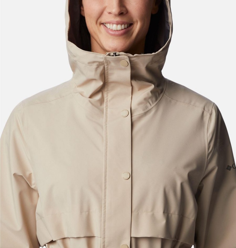 Khaki Women's Columbia Long Valley Trench II Rain Jacket | UPJGC-6389