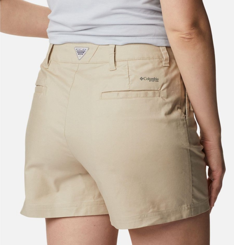 Khaki Women's Columbia PFG Sun Drifter Chino Shorts | FCRTG-2873