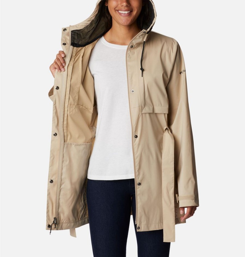 Khaki Women's Columbia Pardon My Trench Rain Jacket | SIXMD-3402