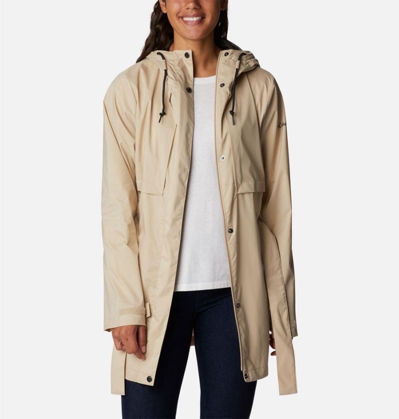 Khaki Women's Columbia Pardon My Trench Rain Jacket | SIXMD-3402