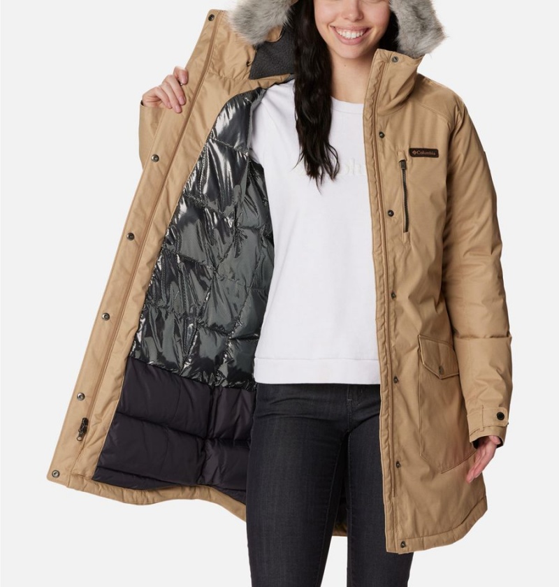 Khaki Women's Columbia Suttle Mountain Long Insulated Coats | DYAFM-3279