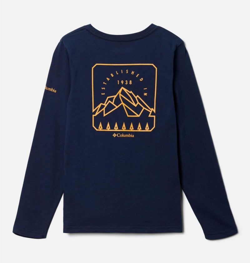 Navy Kids' Columbia Dobson Pass Long Sleeve Graphic T-Shirt | KPITD-1973