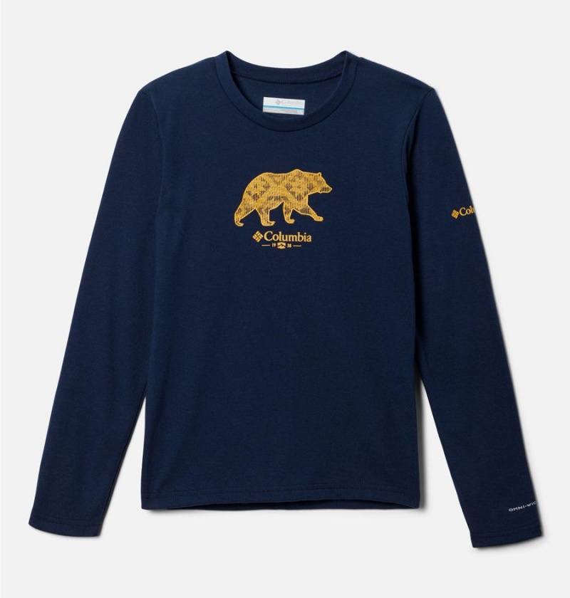 Navy Kids\' Columbia La Poudre Pass Long Sleeve T-Shirt | UMWPT-8213