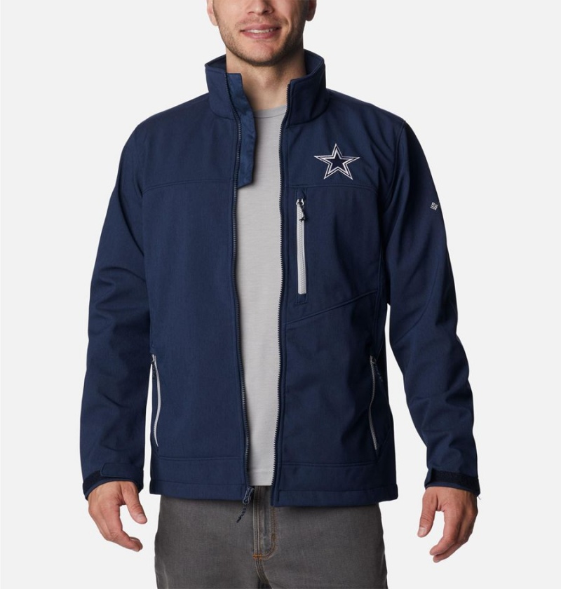 Navy Men's Columbia Ascender II - Dallas Cowboys Softshell Jackets | JQAIF-0731