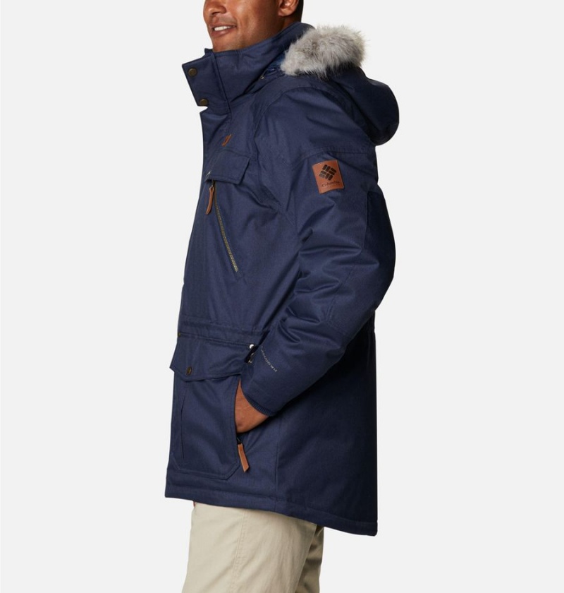 Navy Men's Columbia Barlow Pass 550 TurboDown Coats | WDZOS-1325