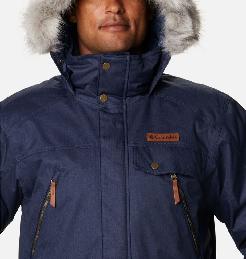 Navy Men's Columbia Barlow Pass 550 TurboDown Coats | WDZOS-1325