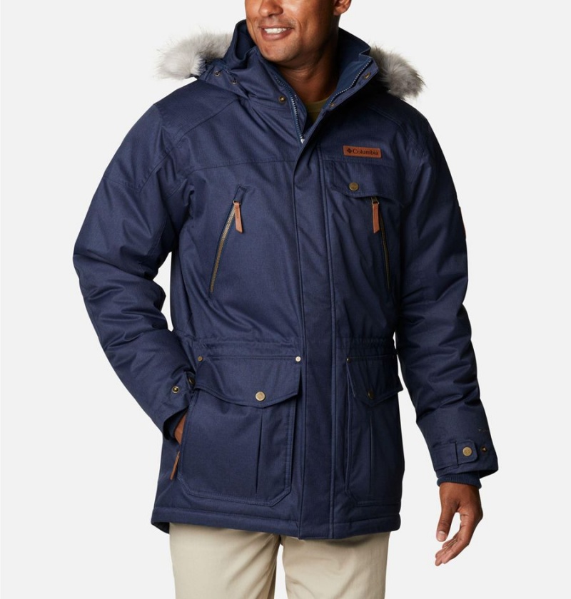 Navy Men\'s Columbia Barlow Pass 550 TurboDown Coats | WDZOS-1325