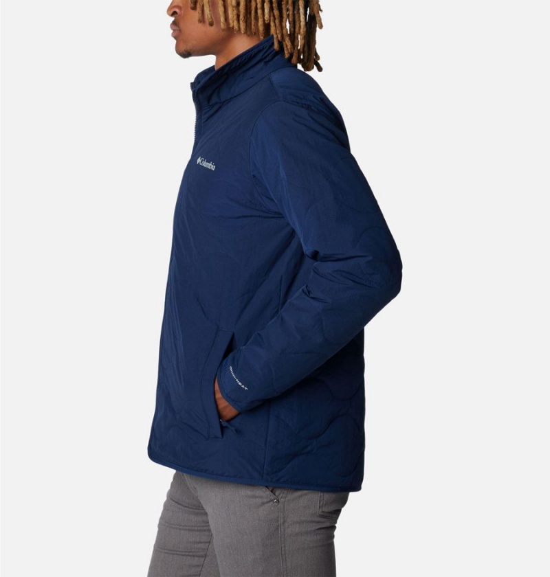 Navy Men's Columbia Birchwood Insulated Puffer Jacket | RTDNB-6572